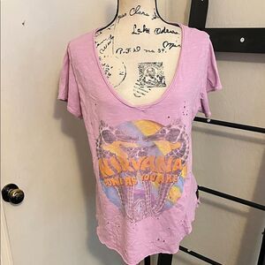 Trunk LTD Nirvana Purple Come As You Are Distressed Graphic T-Shirt Music Band